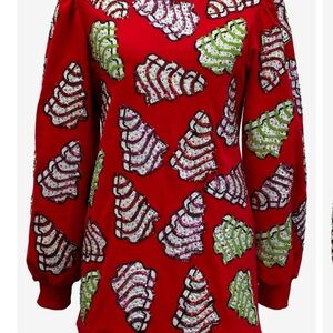 Queen of Sparkles Little Debbie Christmas Tree Sweater Dress M